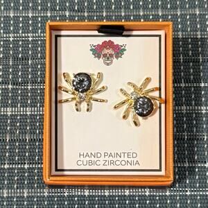 NEW | True to Form | Hand Painted Cubic Zirconia Spider Stud Earrings